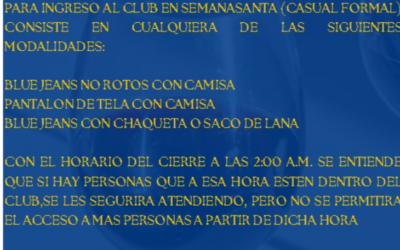 CODIGO DE VESTUARIO POR SEMANASANTA